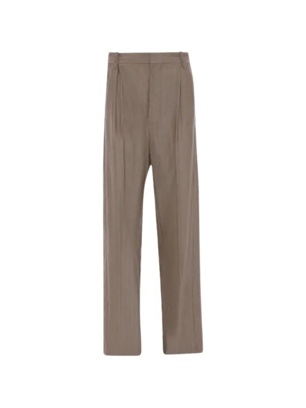 Victoria Beckham Pinstripe Pleated Trousers in Neutrals