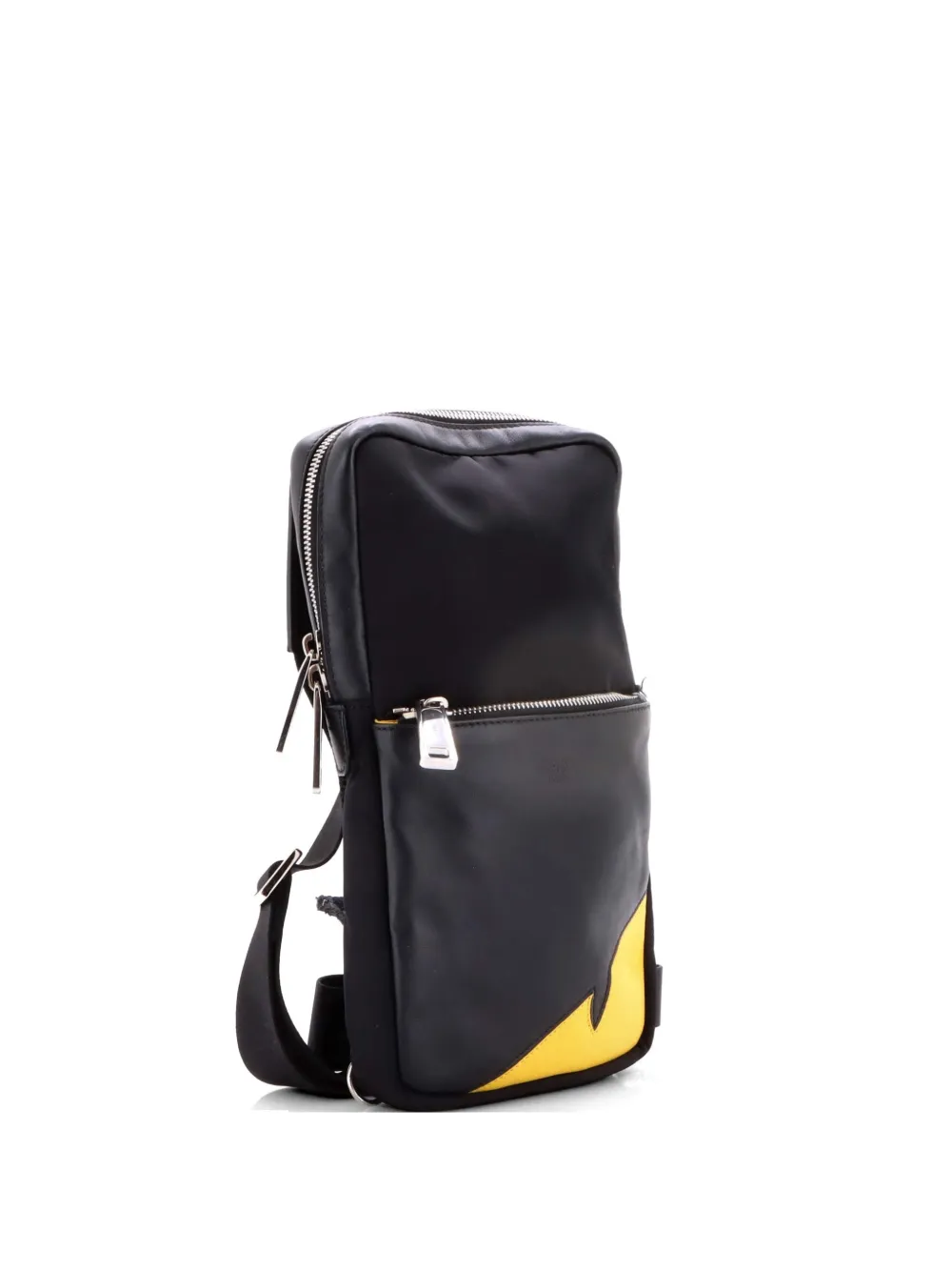 Fendi Pre-Owned Monster Sling Bag Nylon and Leather Medium crossbody bag - Nero