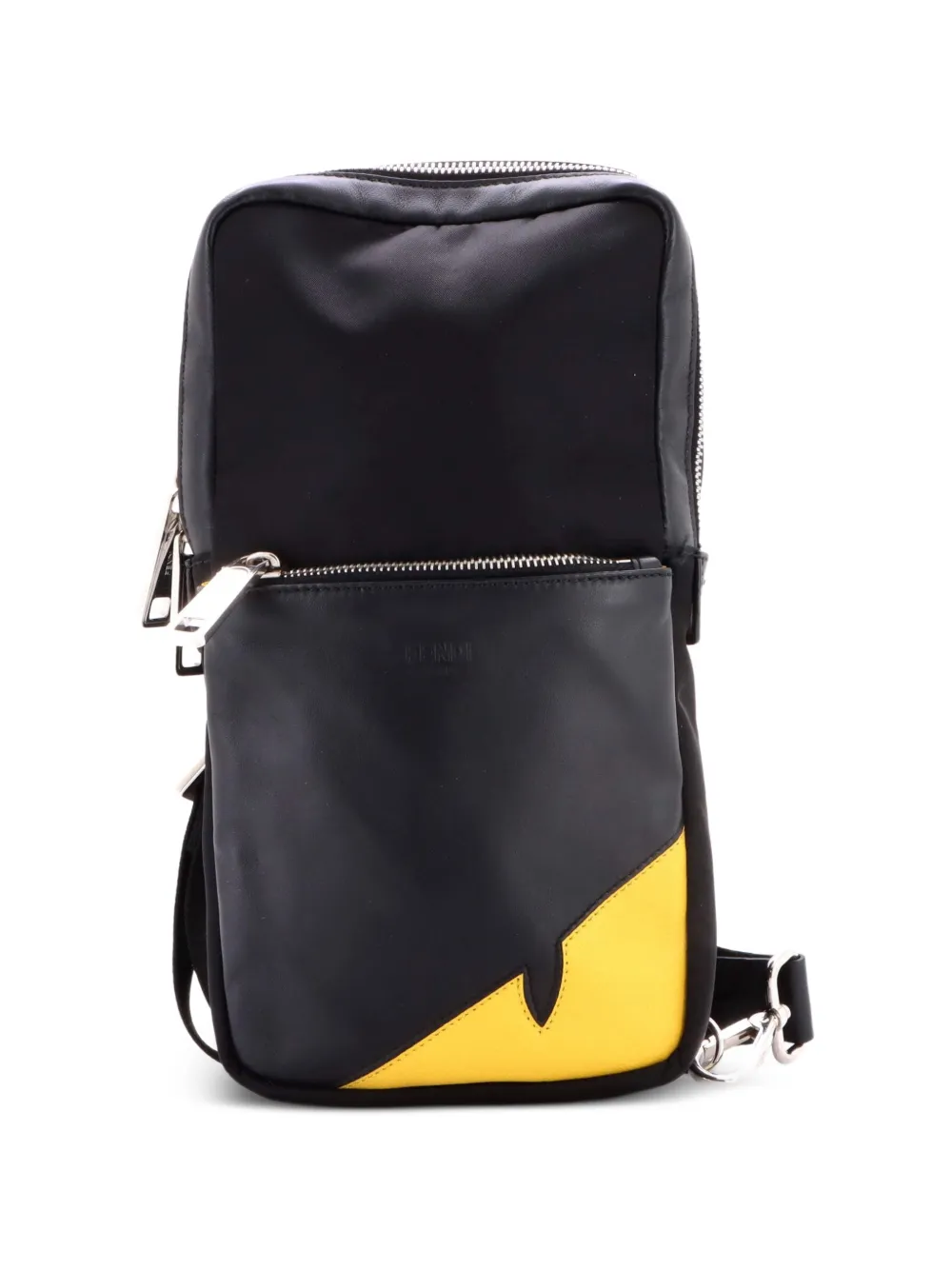 Fendi Pre-Owned Monster Sling Bag Nylon and Leather Medium crossbody bag - Nero