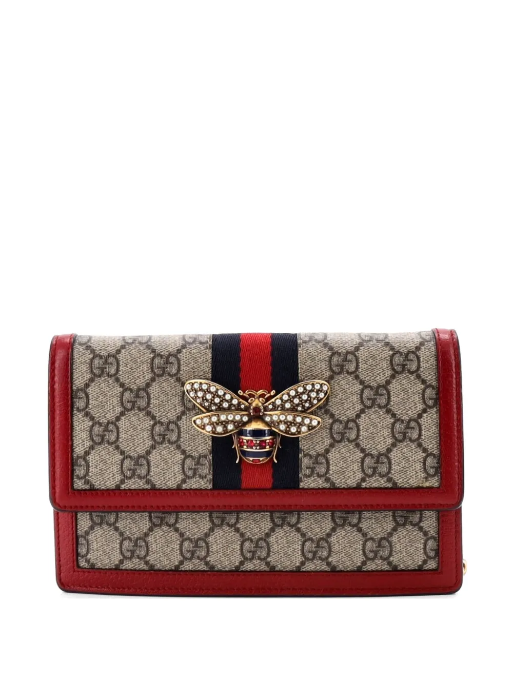 Gucci Pre-Owned Queen Margaret Chain Wallet GG Coated Canvas Mini crossbody bag - Braun