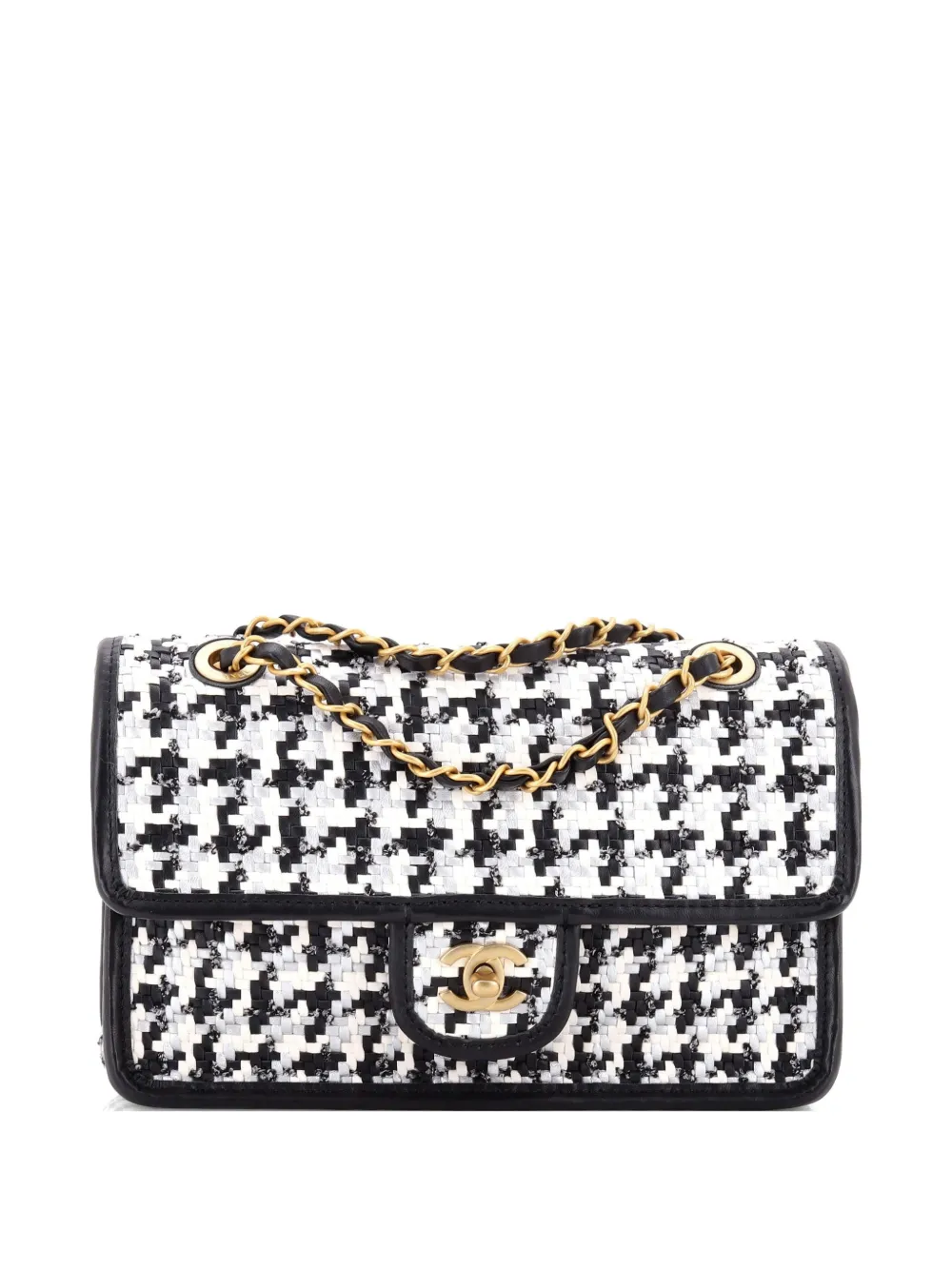 CHANEL Pre-Owned Classic Single Flap Bag Woven Lambskin and Viscose Small shoulder bag - Nero