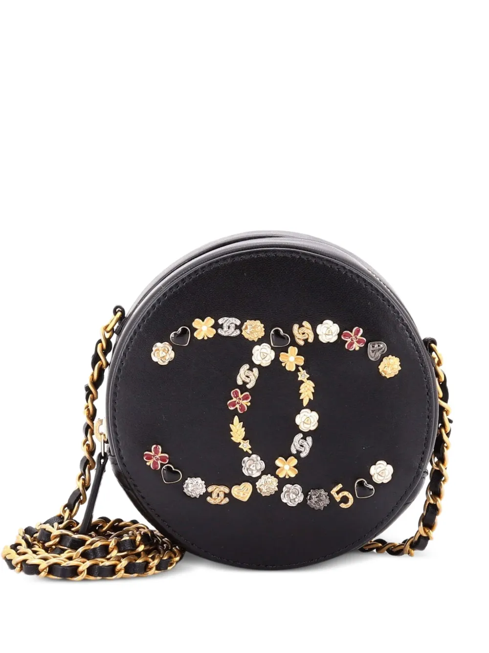 CHANEL Pre-Owned Lucky Charms Round With Chain Embellished Lambskin clutch bag - Schwarz