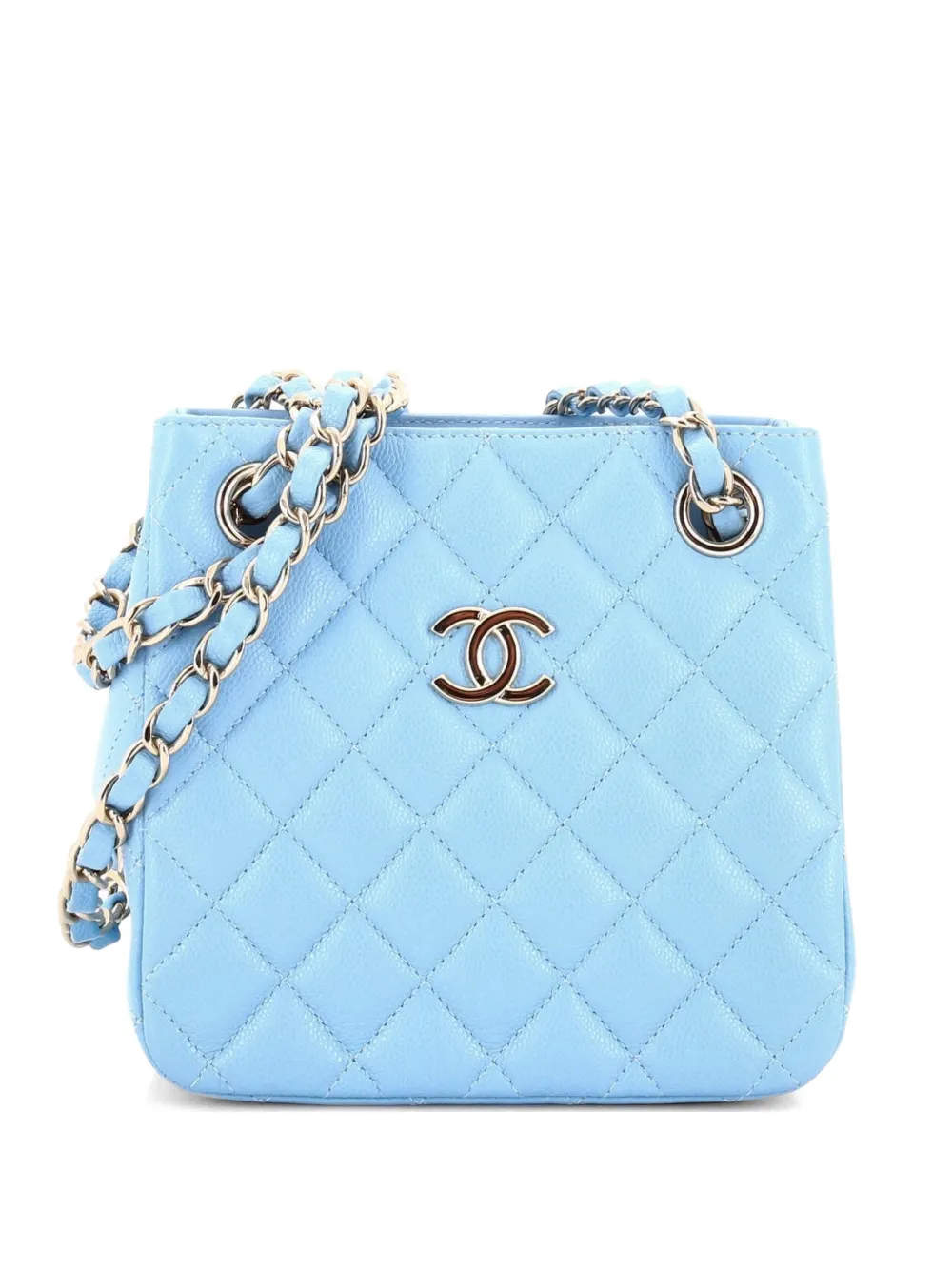 CHANEL Pre-Owned CC Square Tote Quilted Caviar Mini bucket bag - Blu