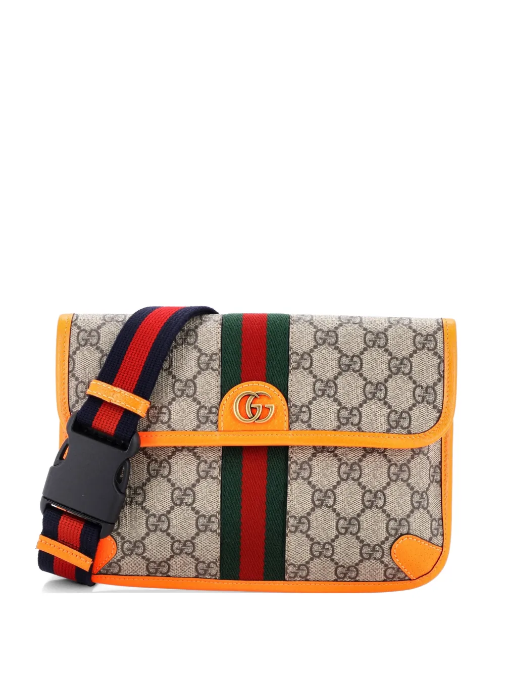 Gucci Pre-Owned Ophidia Flap GG Coated Canvas with Leather belt bag - Marrone