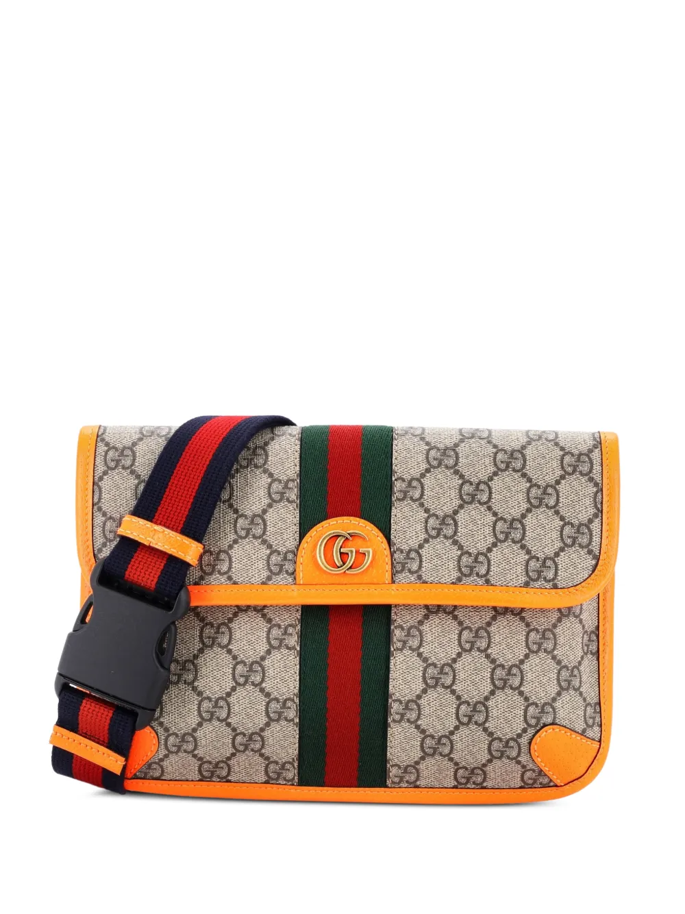 Gucci Pre-Owned Ophidia Flap GG Coated Canvas with Leather belt bag - Braun
