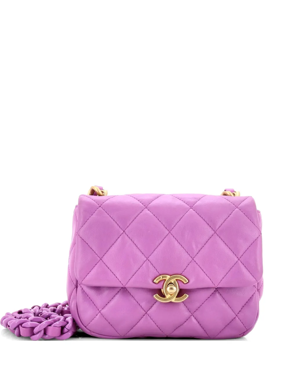 CHANEL Pre-Owned Lacquered Metal CC Flap Bag Quilted Lambskin Mini crossbody bag - Viola