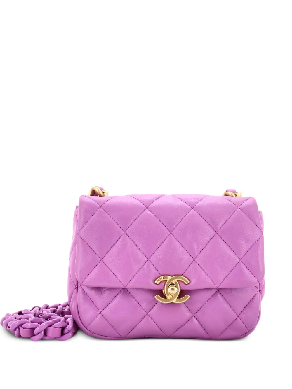 CHANEL Pre-Owned Lacquered Metal CC Flap Bag Quilted Lambskin Mini crossbody bag - Viola