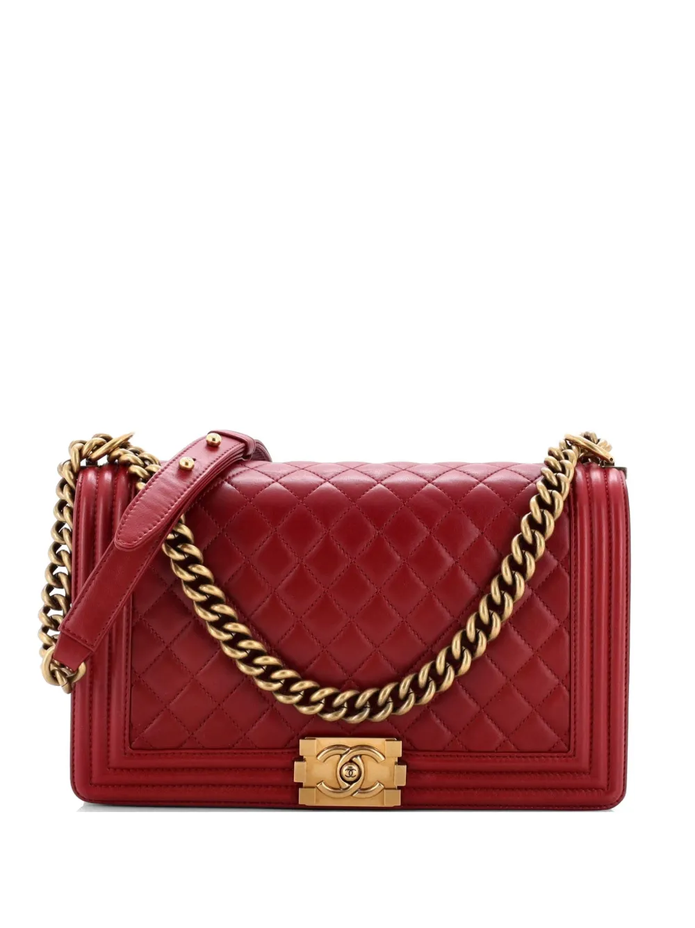 CHANEL Pre-Owned Boy Flap Bag Quilted Calfskin New Medium shoulder bag - Rosso