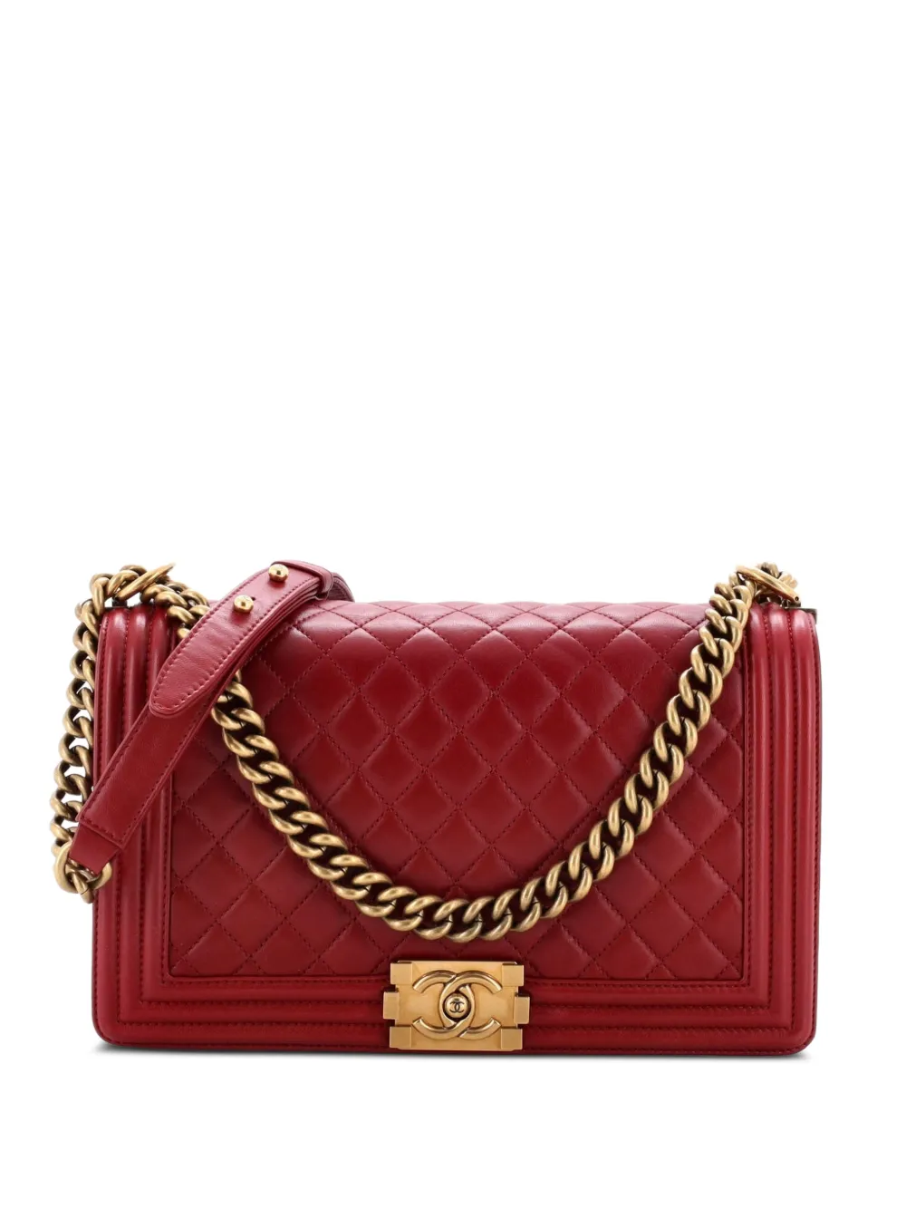 CHANEL Pre-Owned Boy Flap Bag Quilted Calfskin New Medium shoulder bag - Rosso