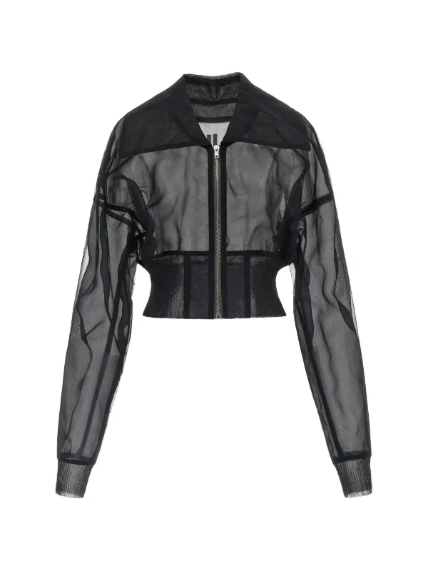Rick Owens Dracucollar Cropped Bomber Jacket in Black
