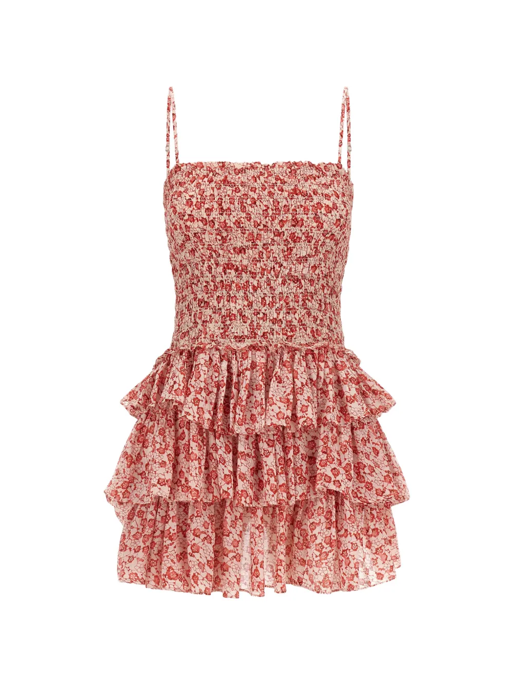 MARANT ÉTOILE Elodie ruffled floral print mini dress - Rosso