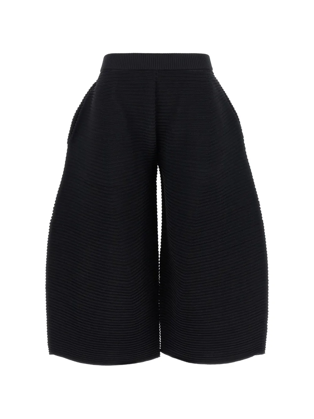 Issey Miyake corrugated knit cropped trousers - Schwarz