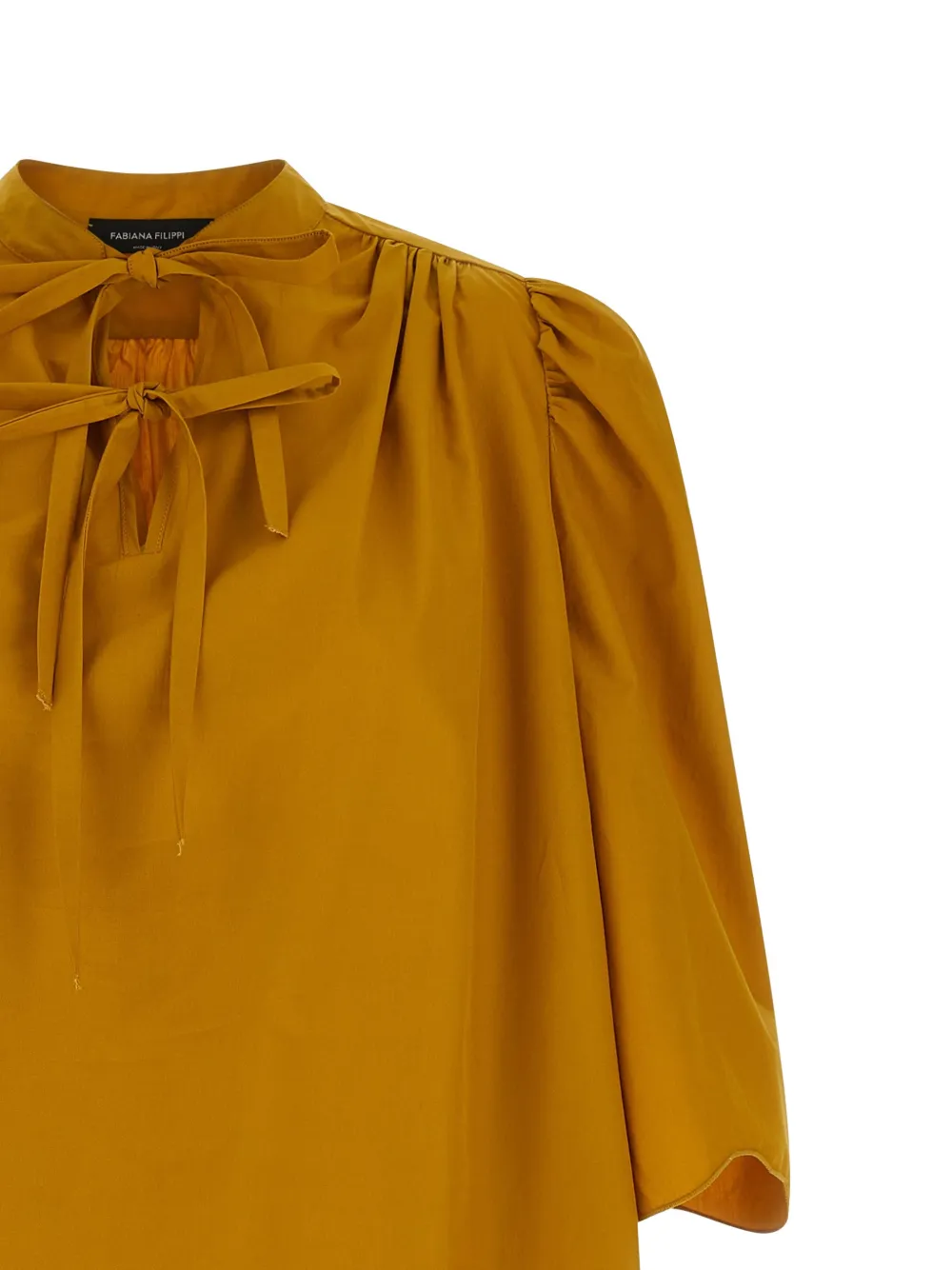 Fabiana Filippi Mini-jurk met pofmouwen en Koreaanse kraag Geel