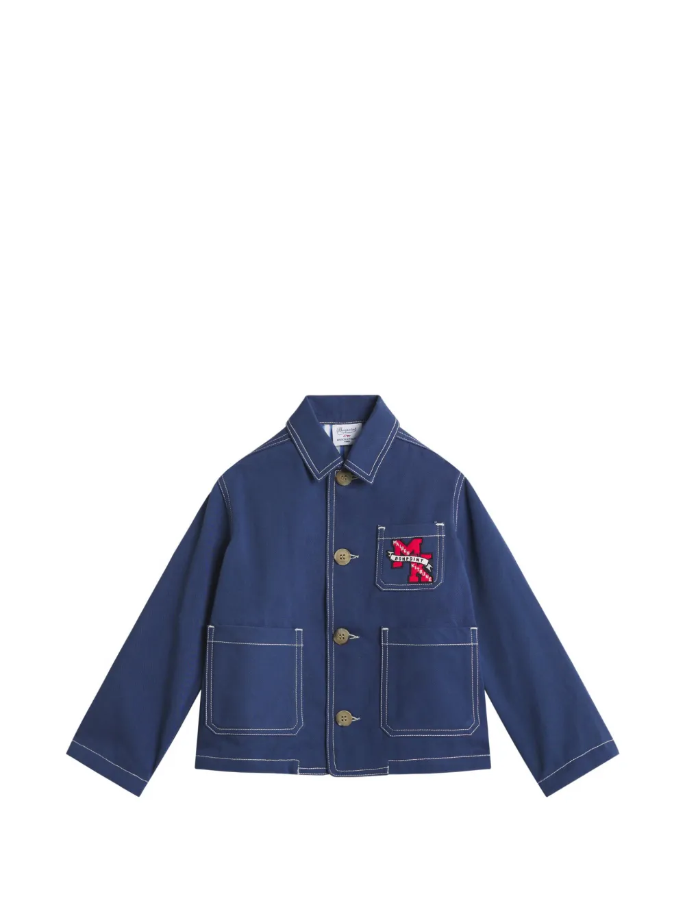 MAISON KITSUNE KIDS x Bonpoint Linus logo-print contrast-stitch jacket - Blau