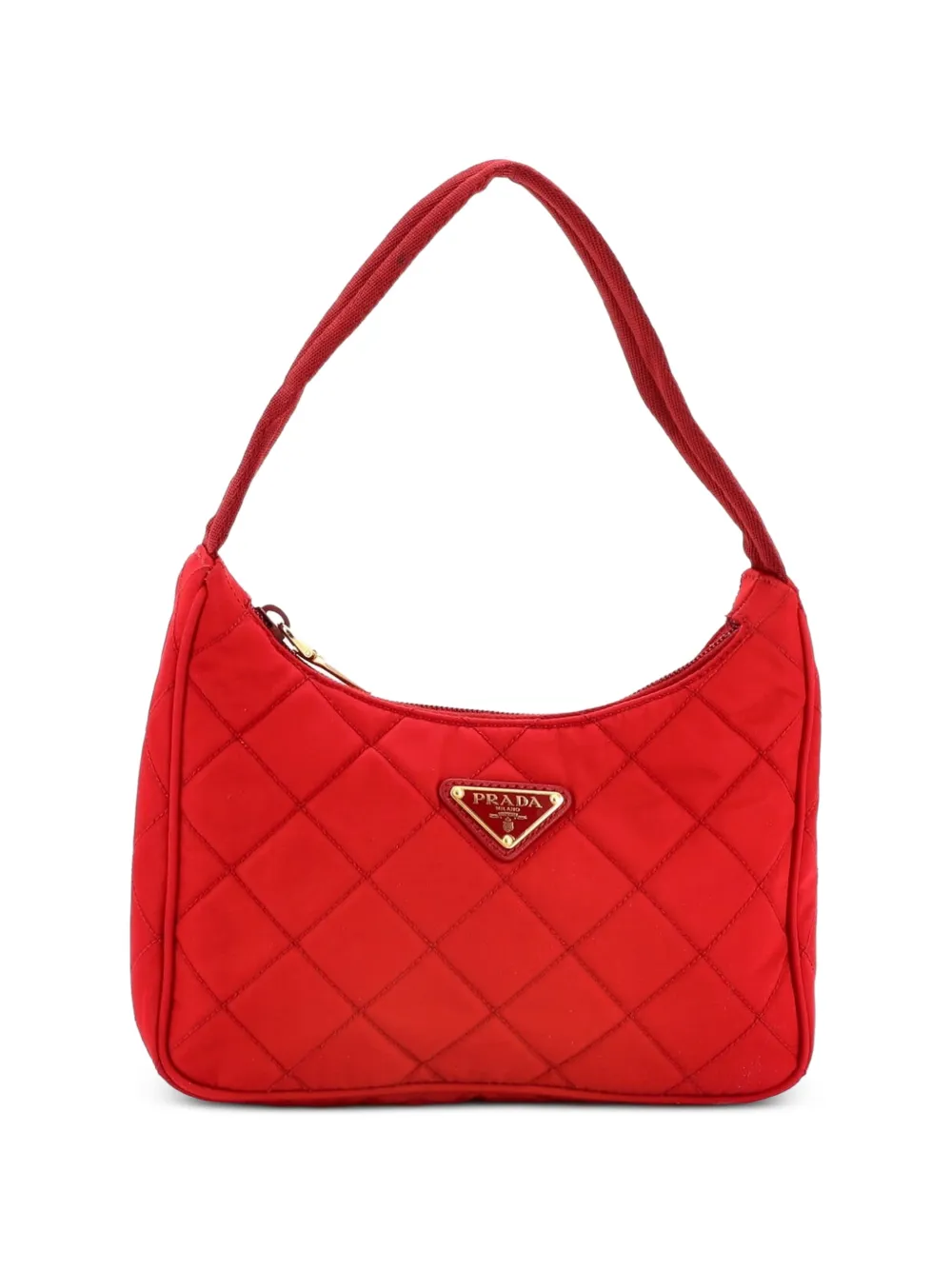 Prada Pre-Owned Quilted Tessuto Mini hobo bag - Rosso