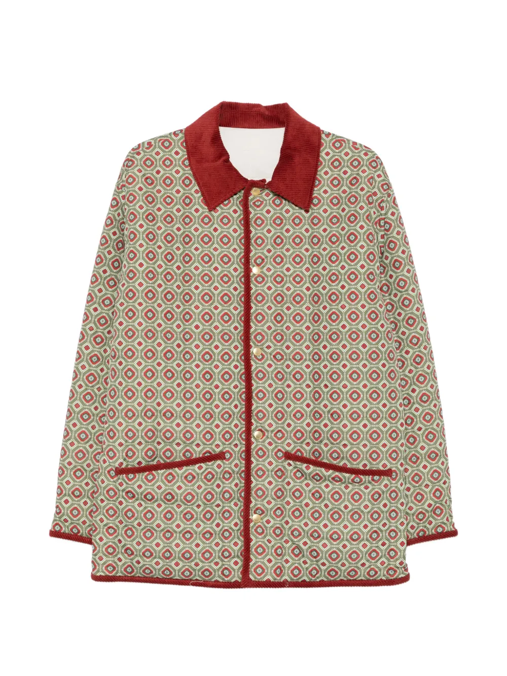 Drôle De Monsieur geometric-print corduroy-collar jacket - Grün