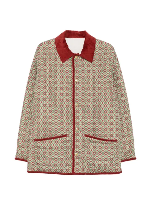 Drôle De Monsieur geometric-print corduroy-collar jacket