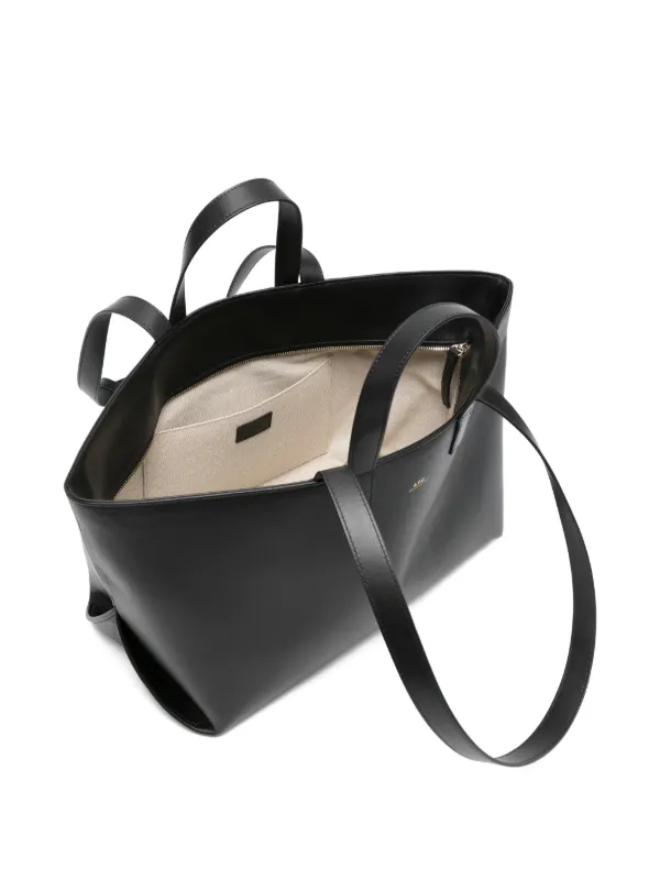 A.P.C. Le Drummer Leather Tote Bag | Black | FARFETCH