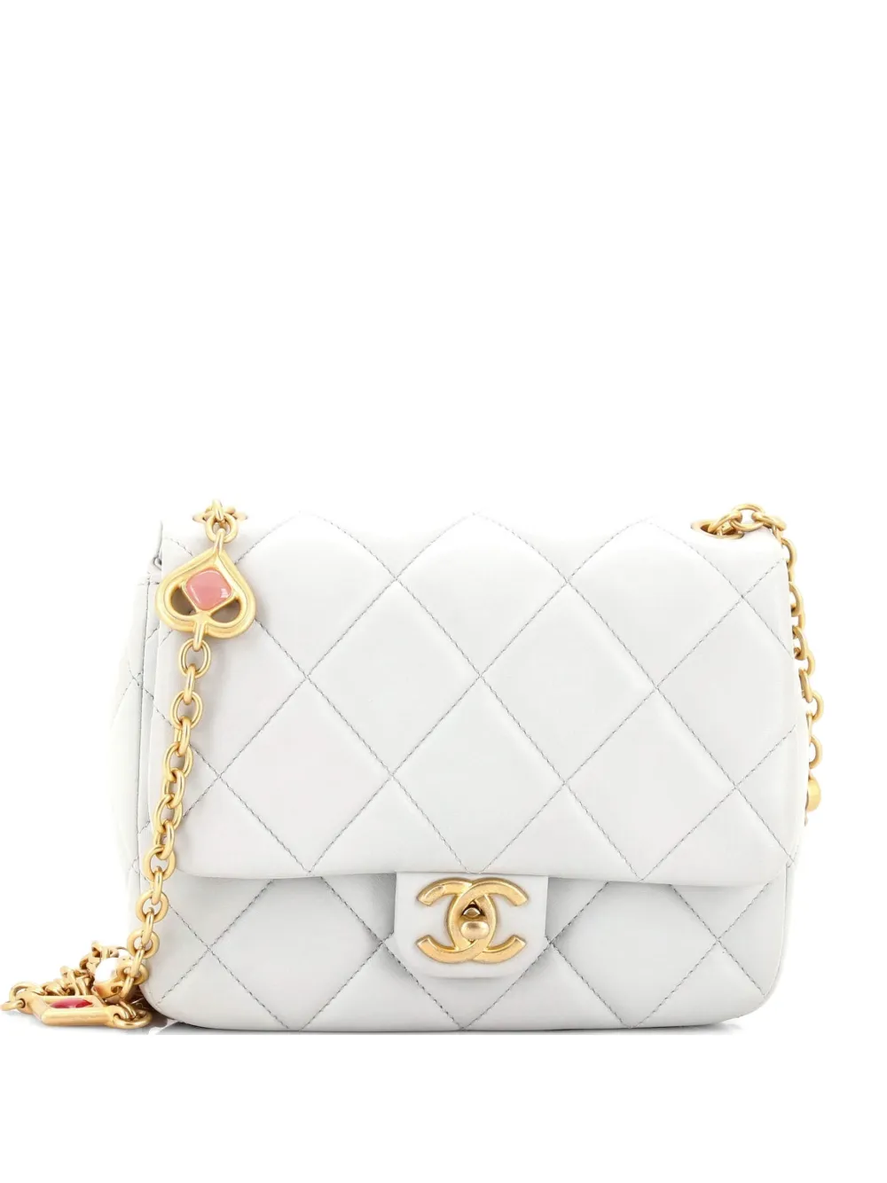 CHANEL Pre-Owned Charm Me Square Flap Bag Quilted Lambskin Mini crossbody bag - Grigio