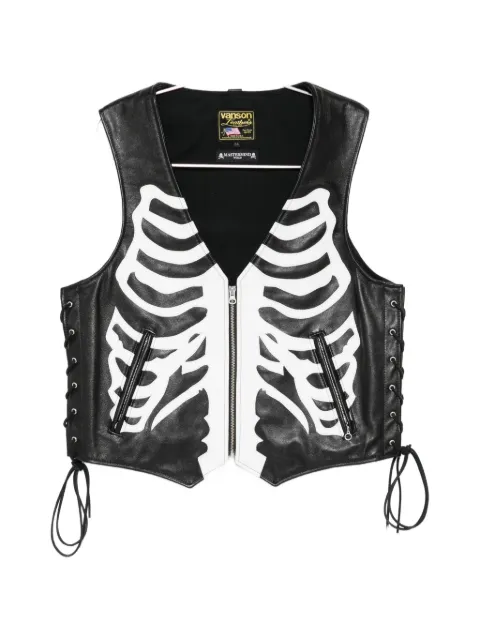 Mastermind World x Vanson skeleton leather vest