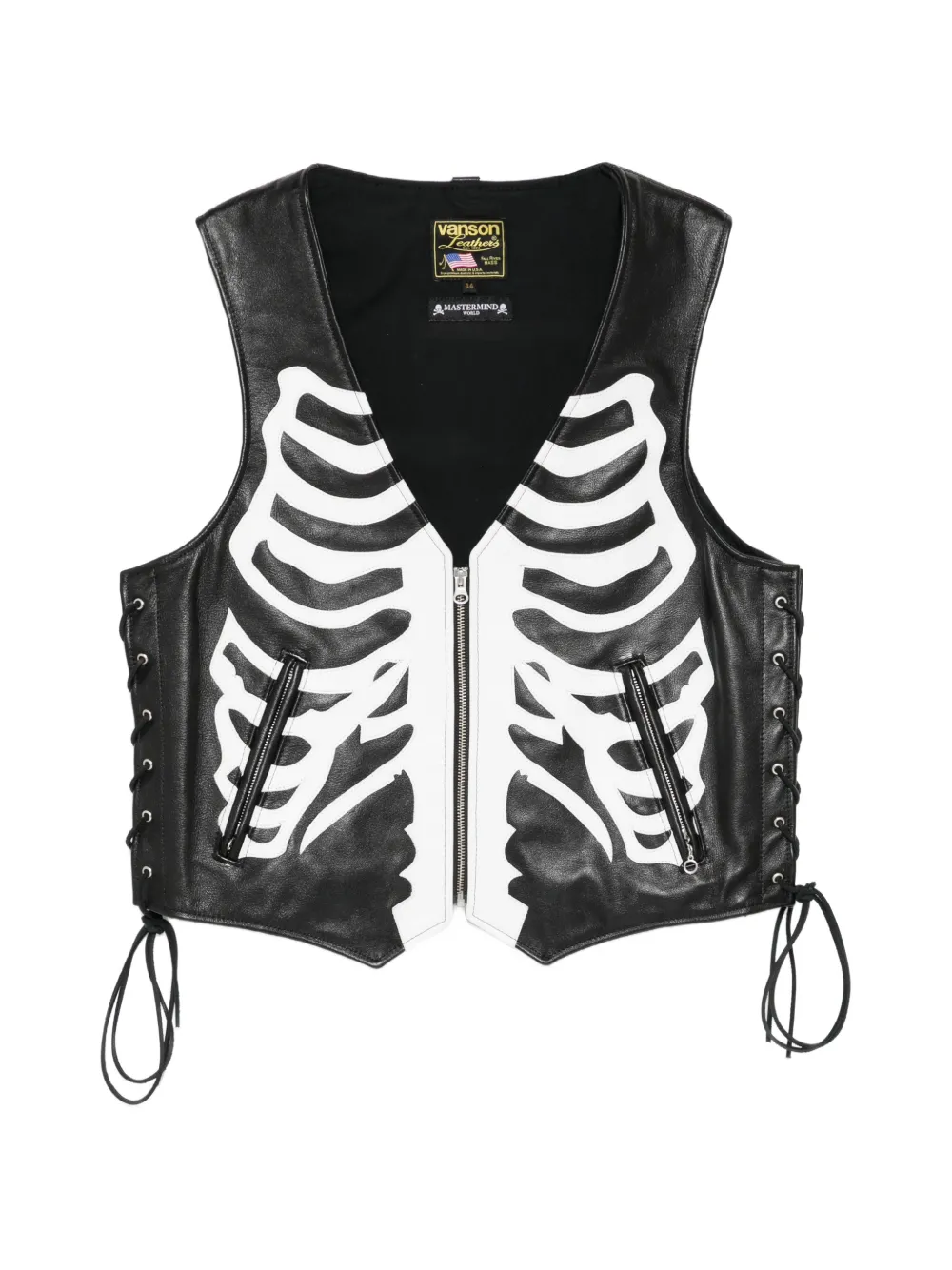 Mastermind World x Vanson skeleton leather vest - Nero
