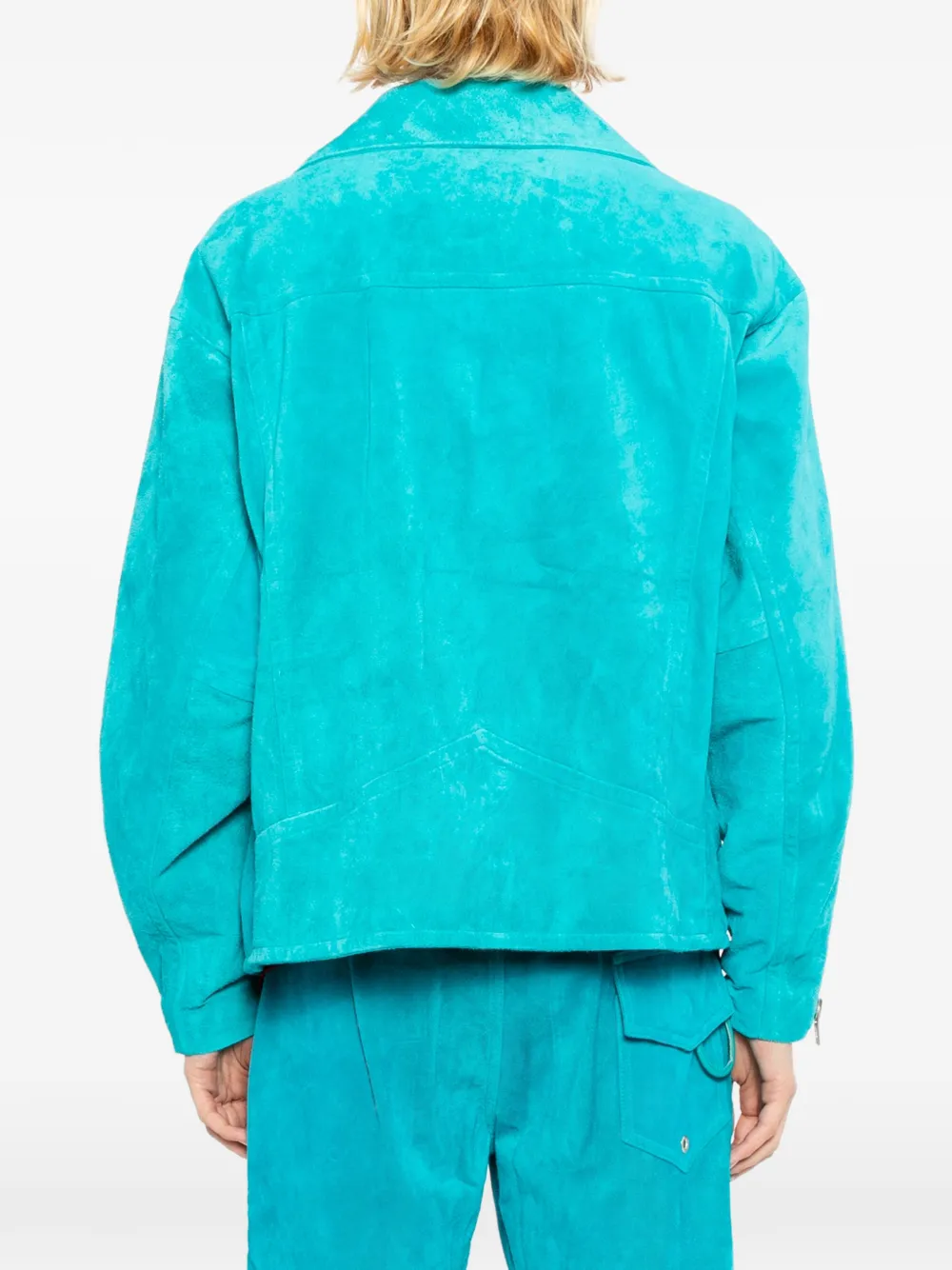A LEATHER Leren jack Blauw