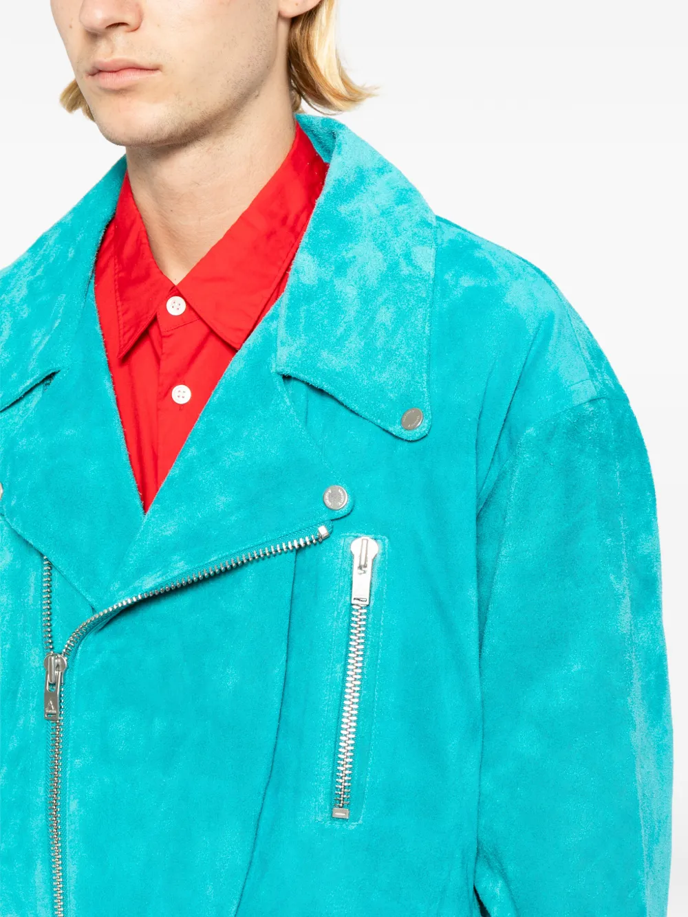 A LEATHER Leren jack Blauw
