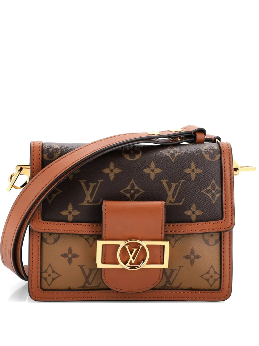 Louis Vuitton Pre-Owned Borsa a spalla Dauphine mini in tela Reverse Monogram con tracolla - Marrone