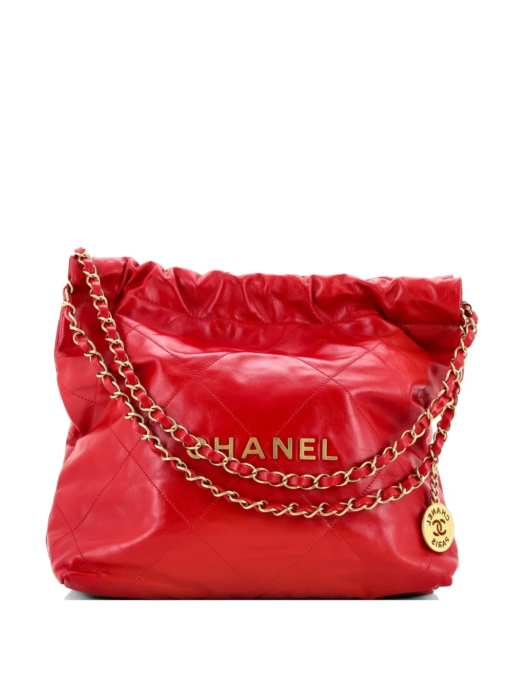 CHANEL Pre-Owned 22 Chain Quilted Calfskin Small hobo bag - Rosso