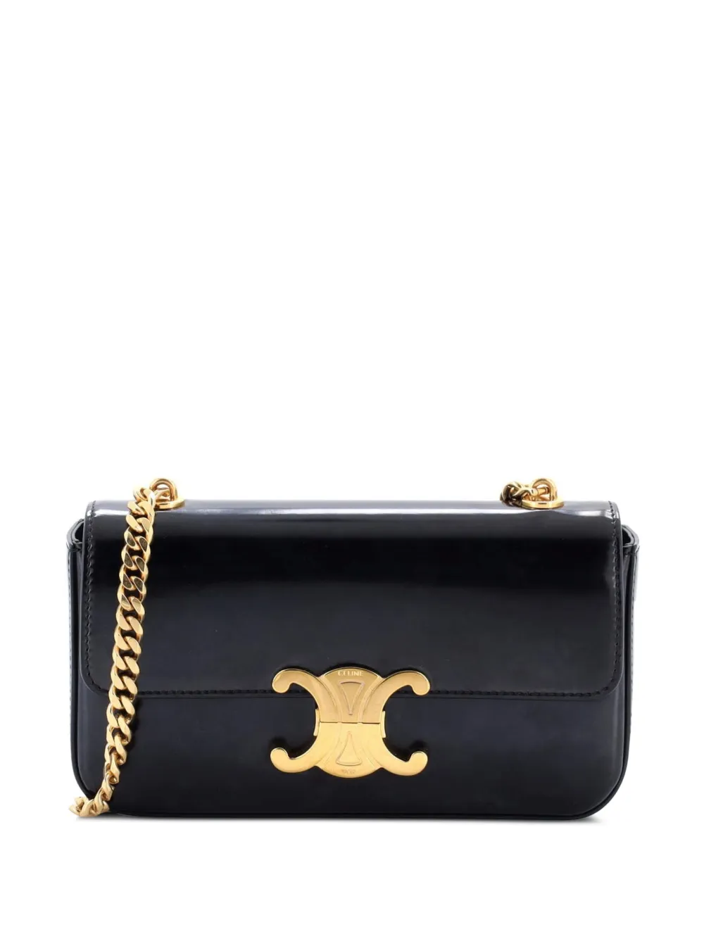 Celine Pre-Owned Borsa a spalla Triomphe piccola in pelle con catena - Nero