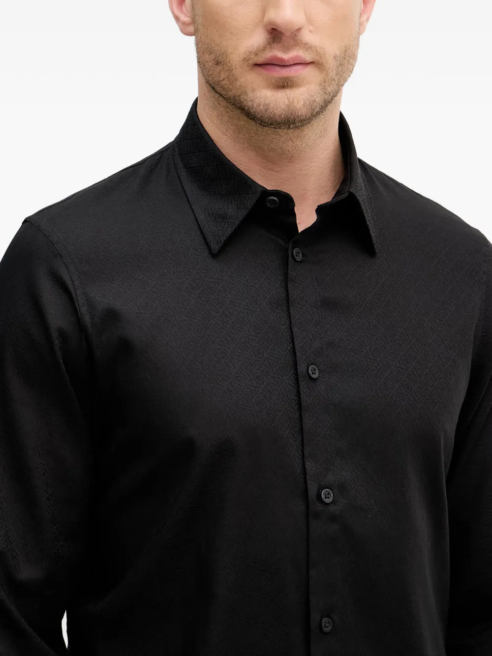 Armani Exchange Overhemd met logo-jacquard Zwart