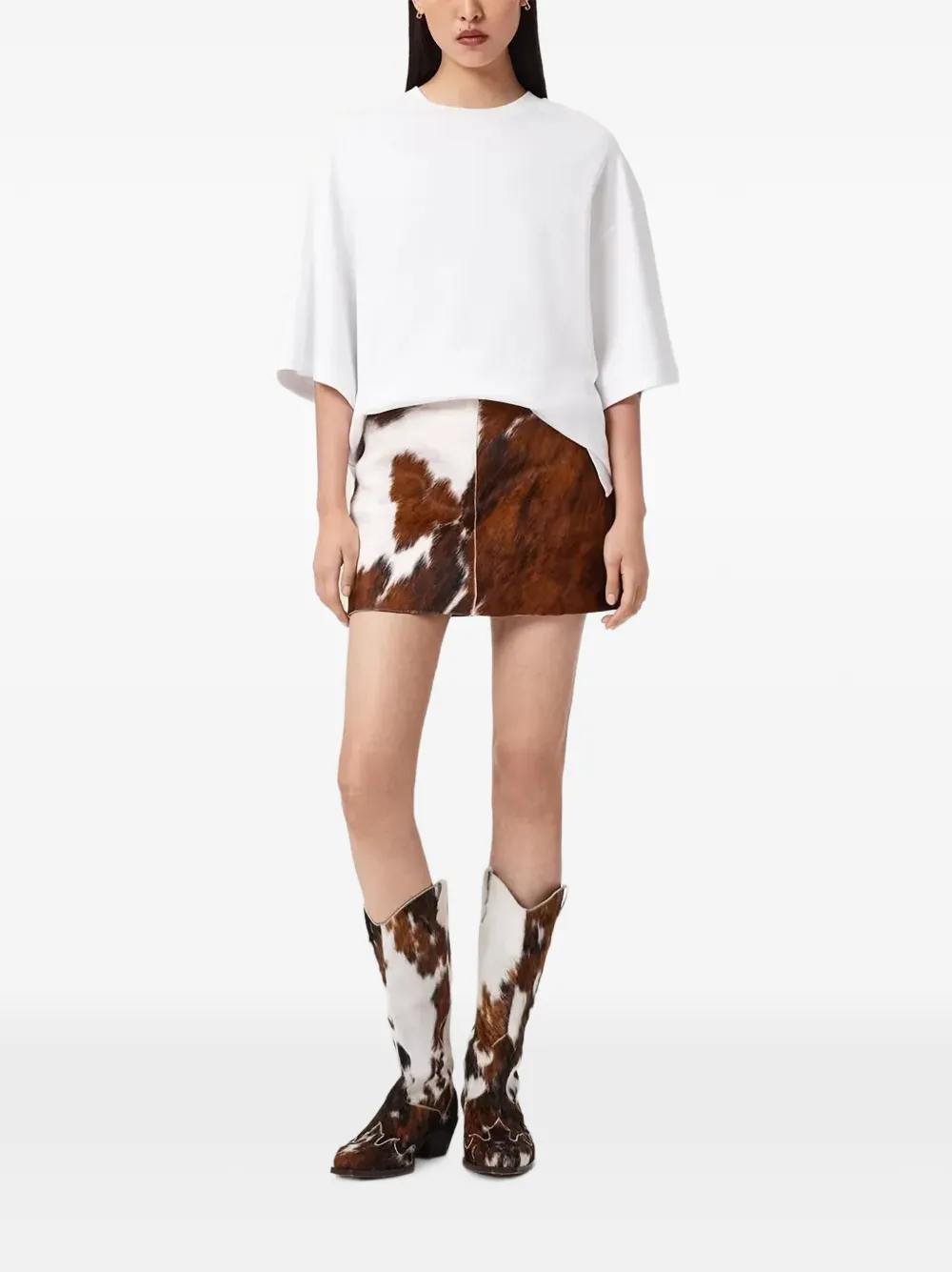 AllSaints Dapple mini-rok met koeienprint Bruin