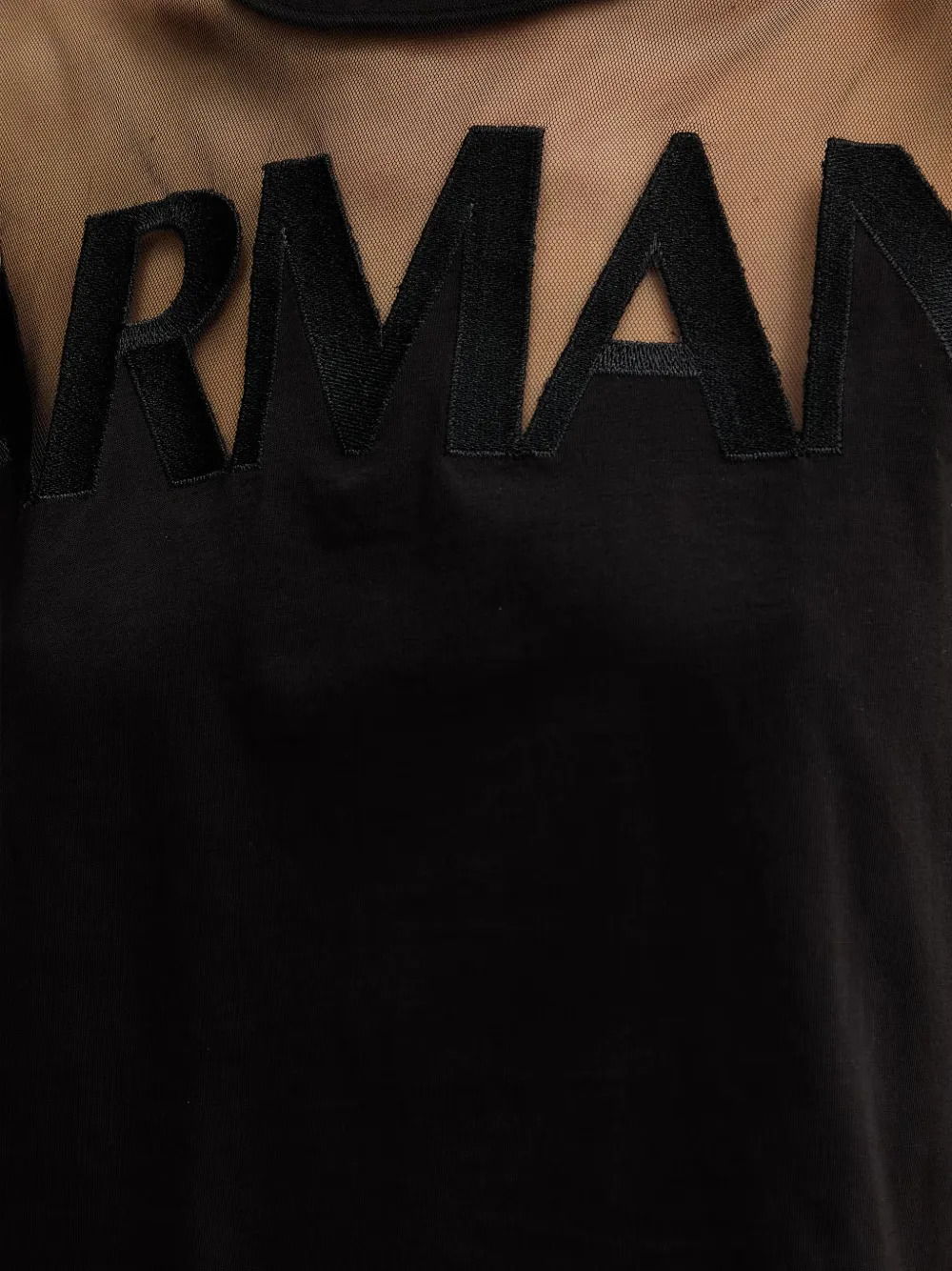 Armani Exchange T-shirt met mesh vlak en logo Zwart