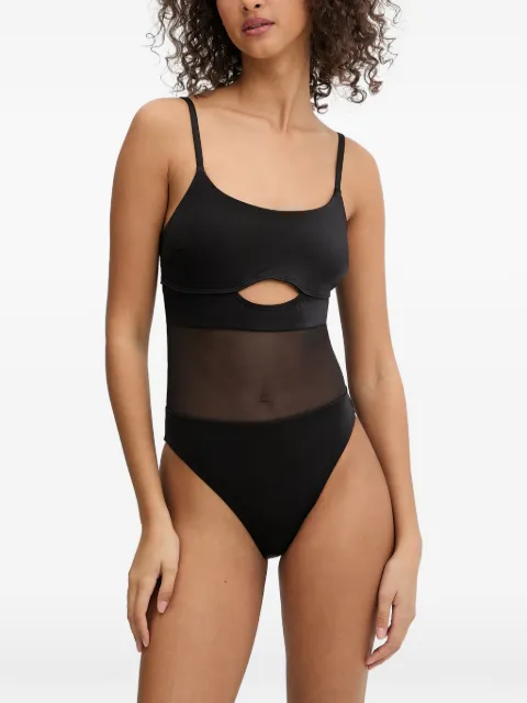 Armani Exchange cut-out mesh-panel swimsuit