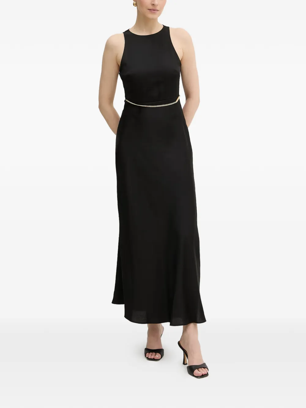Armani Exchange chain-link side-slit maxi dress - Nero