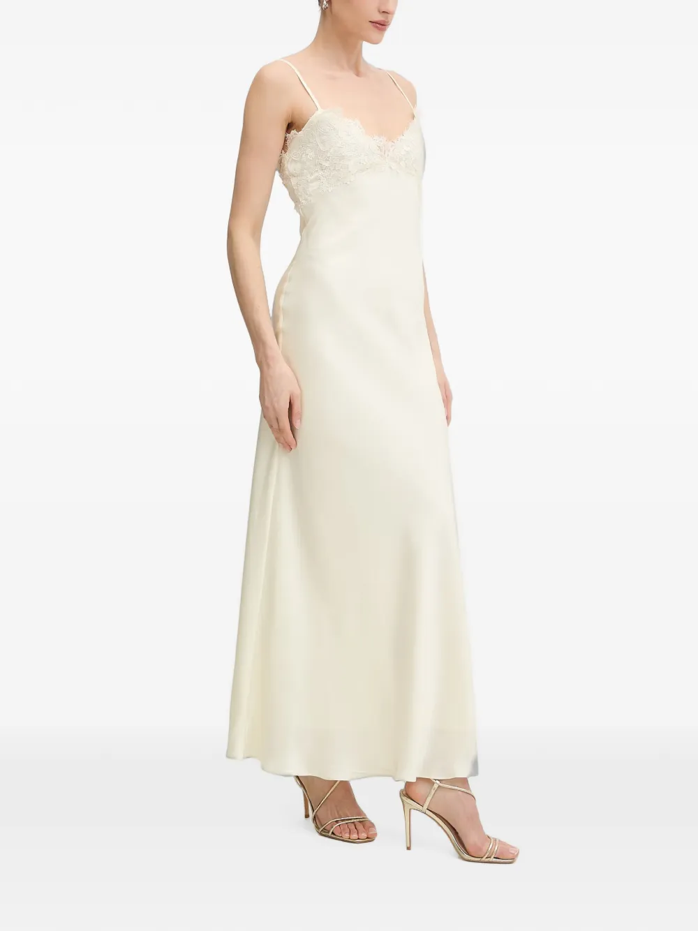 Bardot Elisan maxi-dress met spaghettibandjes en kanten afwerking Wit