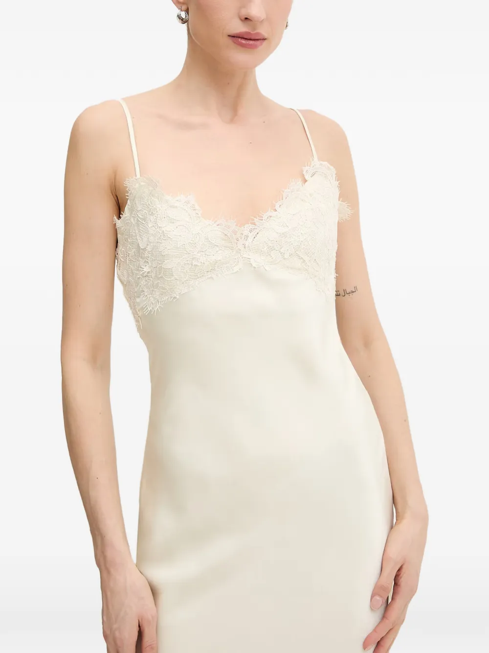 Bardot Elisan maxi-dress met spaghettibandjes en kanten afwerking Wit