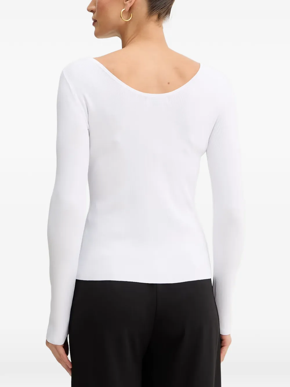 Armani Exchange Ribgebreide trui Wit
