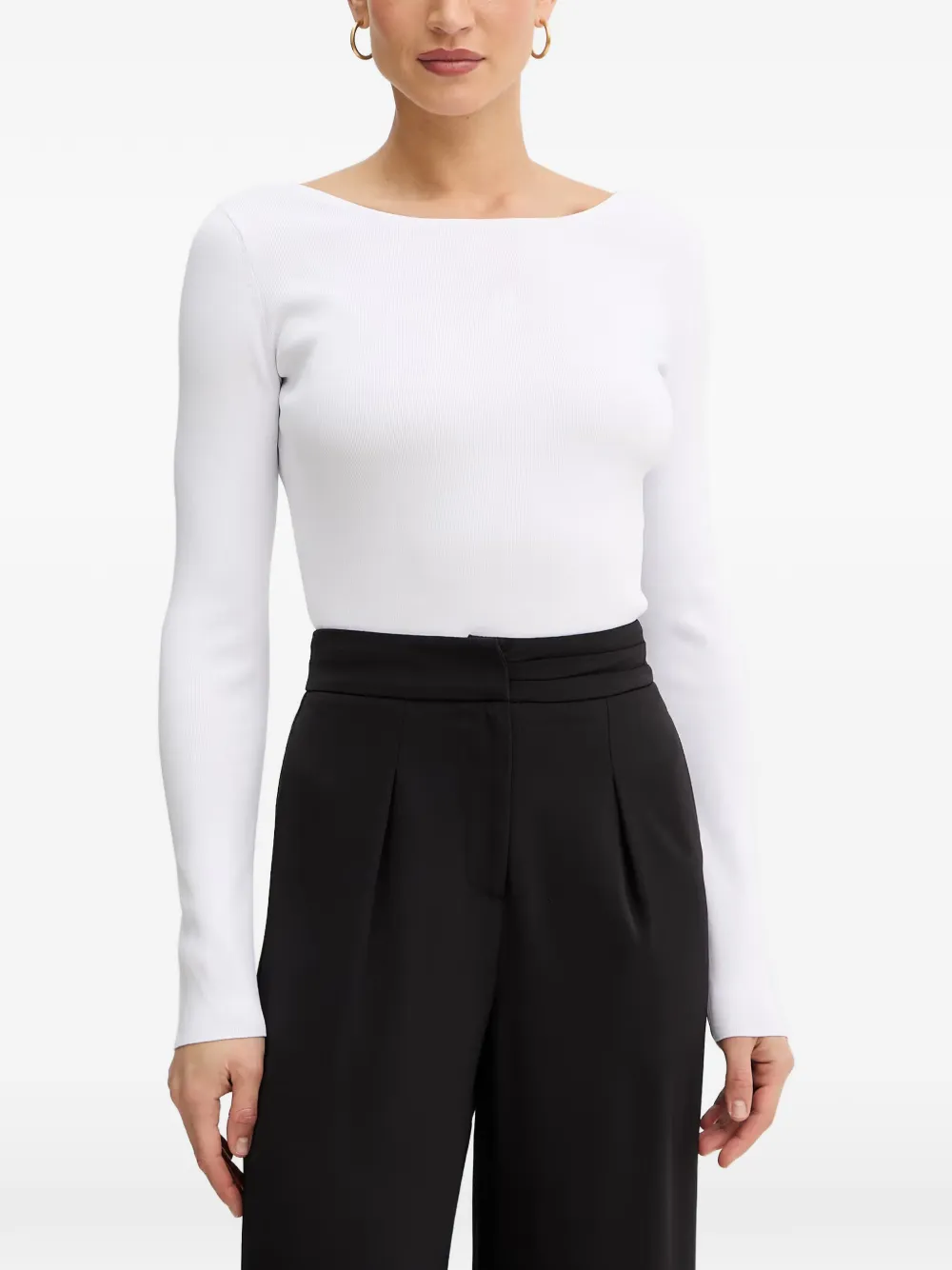 Armani Exchange ribbed-knit long-sleeve sweater - Bianco