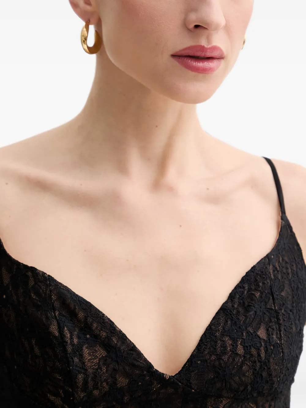 Bardot Aralia maxi-dress met spaghettibandjes en kanten vlakken Zwart