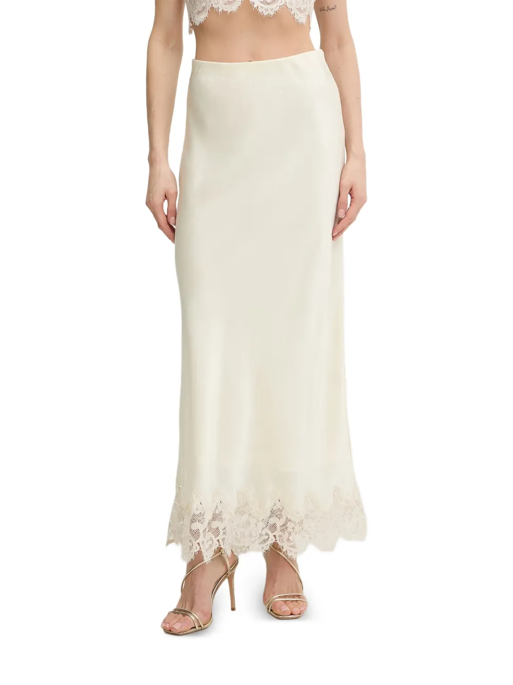 Bardot Elisan lace-trim maxi skirt - Bianco
