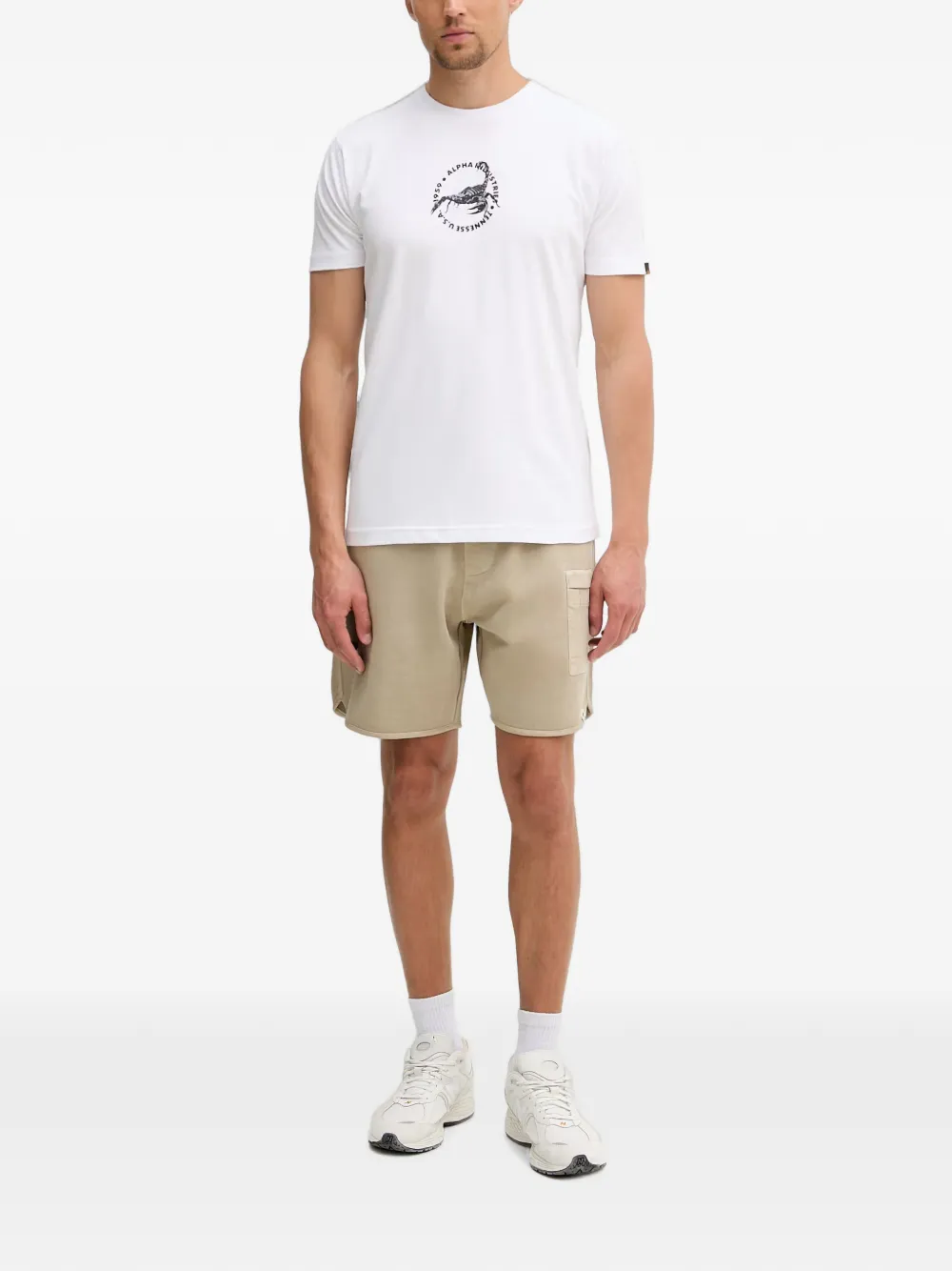 Aeronautica Militare Shorts met logopatch en trekkoord Beige