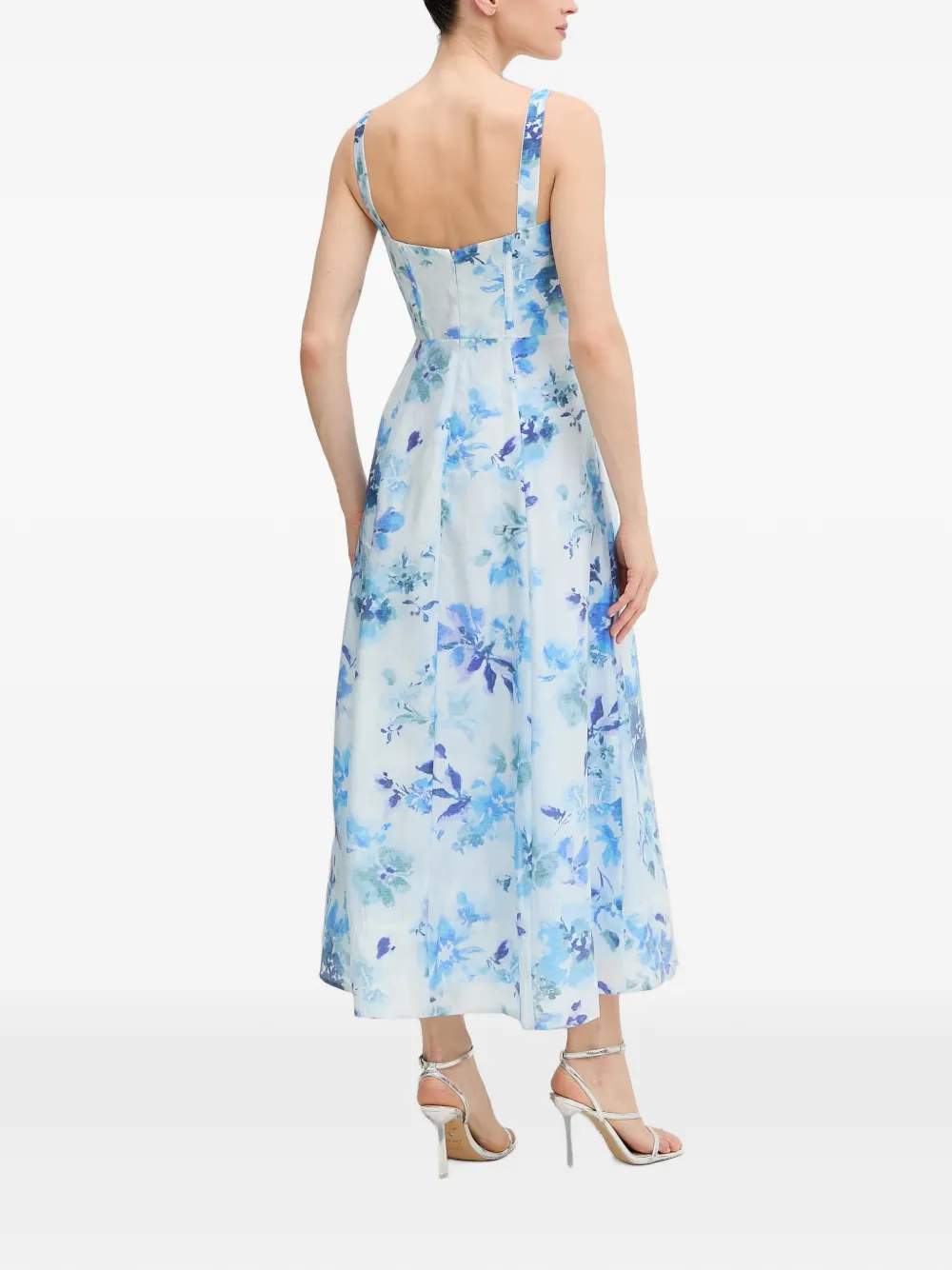 Bardot Midi-jurk met bloemenprint en korset stijl Blauw