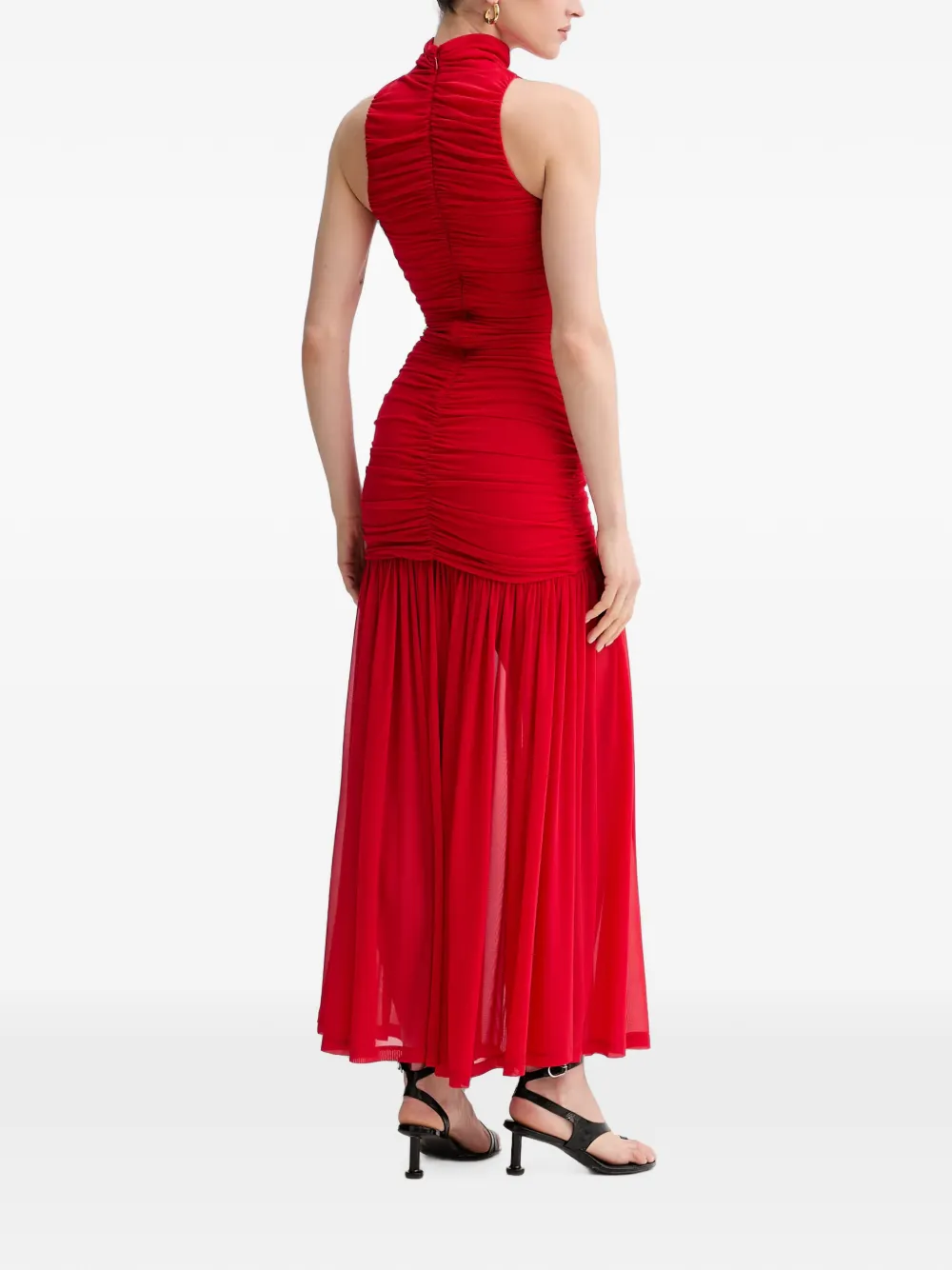 Bardot Orlana maxi-dress met hoge hals en ruches Rood