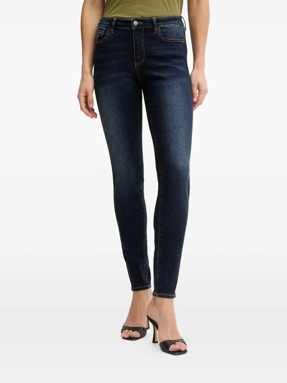 Armani Exchange faded-effect skinny jeans - Blu