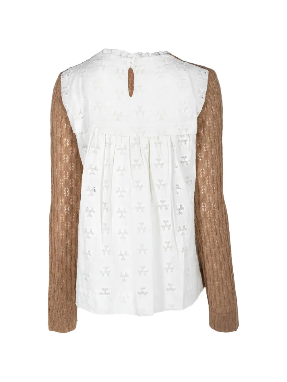 Sea Pointelle gebreide trui met vlakken Beige