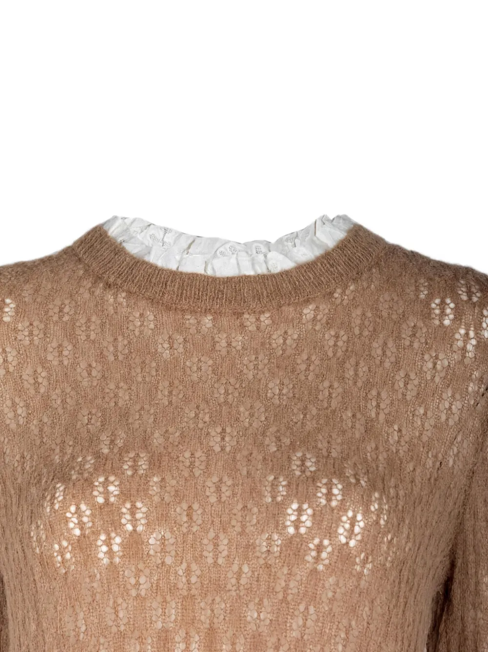 Sea Pointelle gebreide trui met vlakken Beige