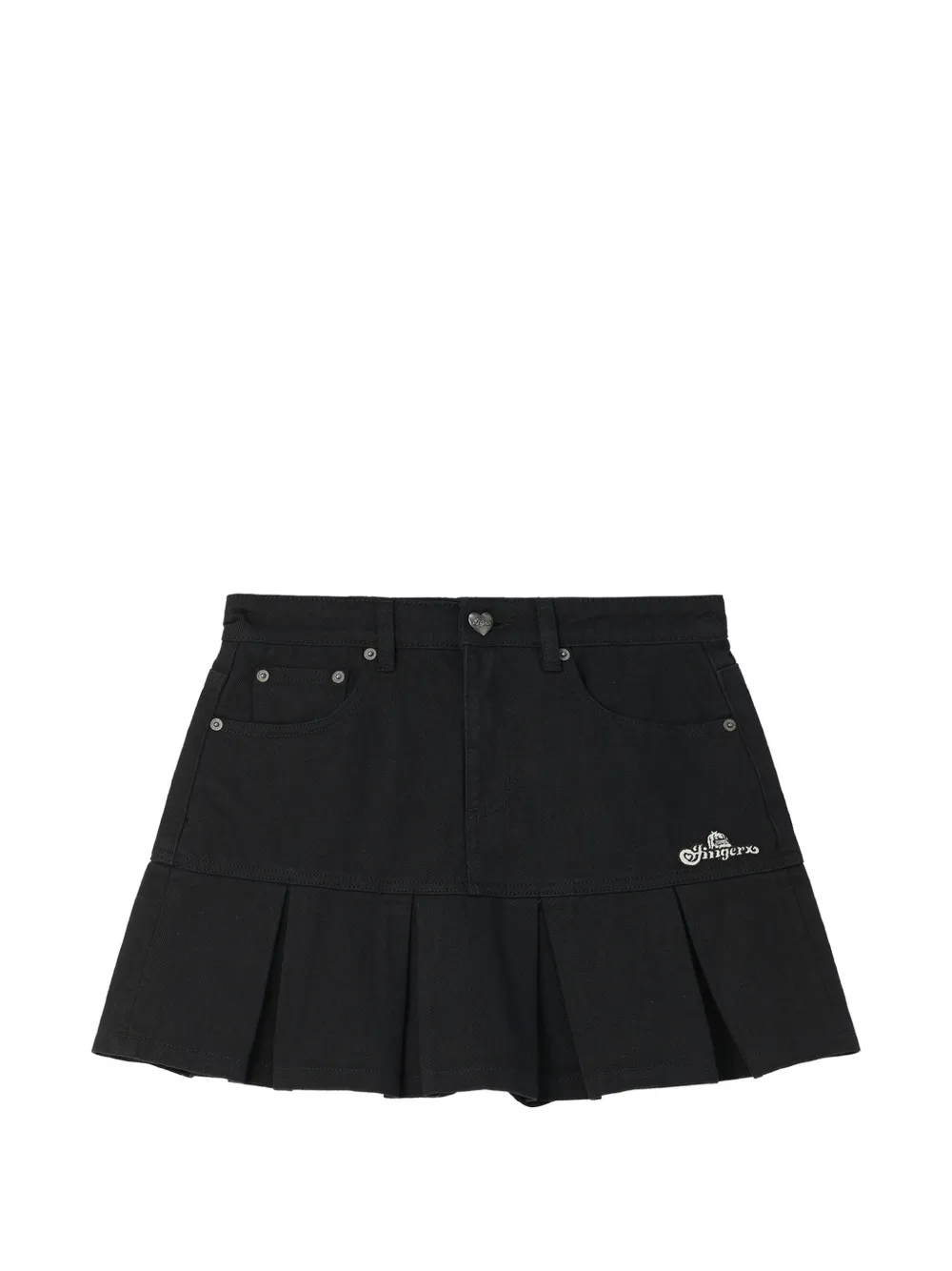 FINGERCROXX pleated logo-embroidered mini skirt - Nero