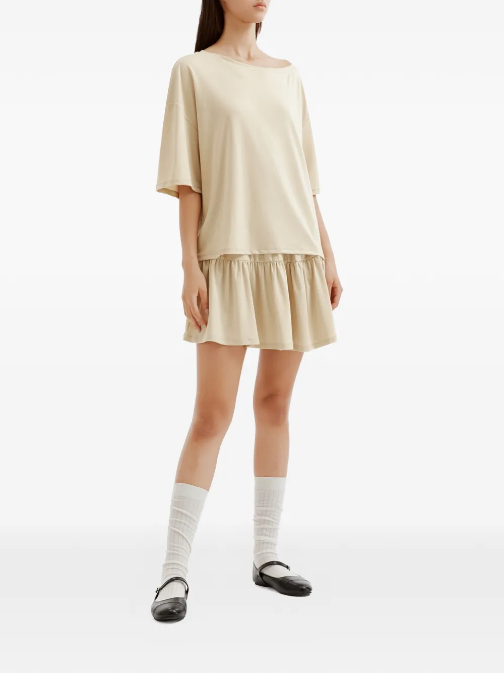 b+ab Off-shoulder gelaagde pyjama Beige