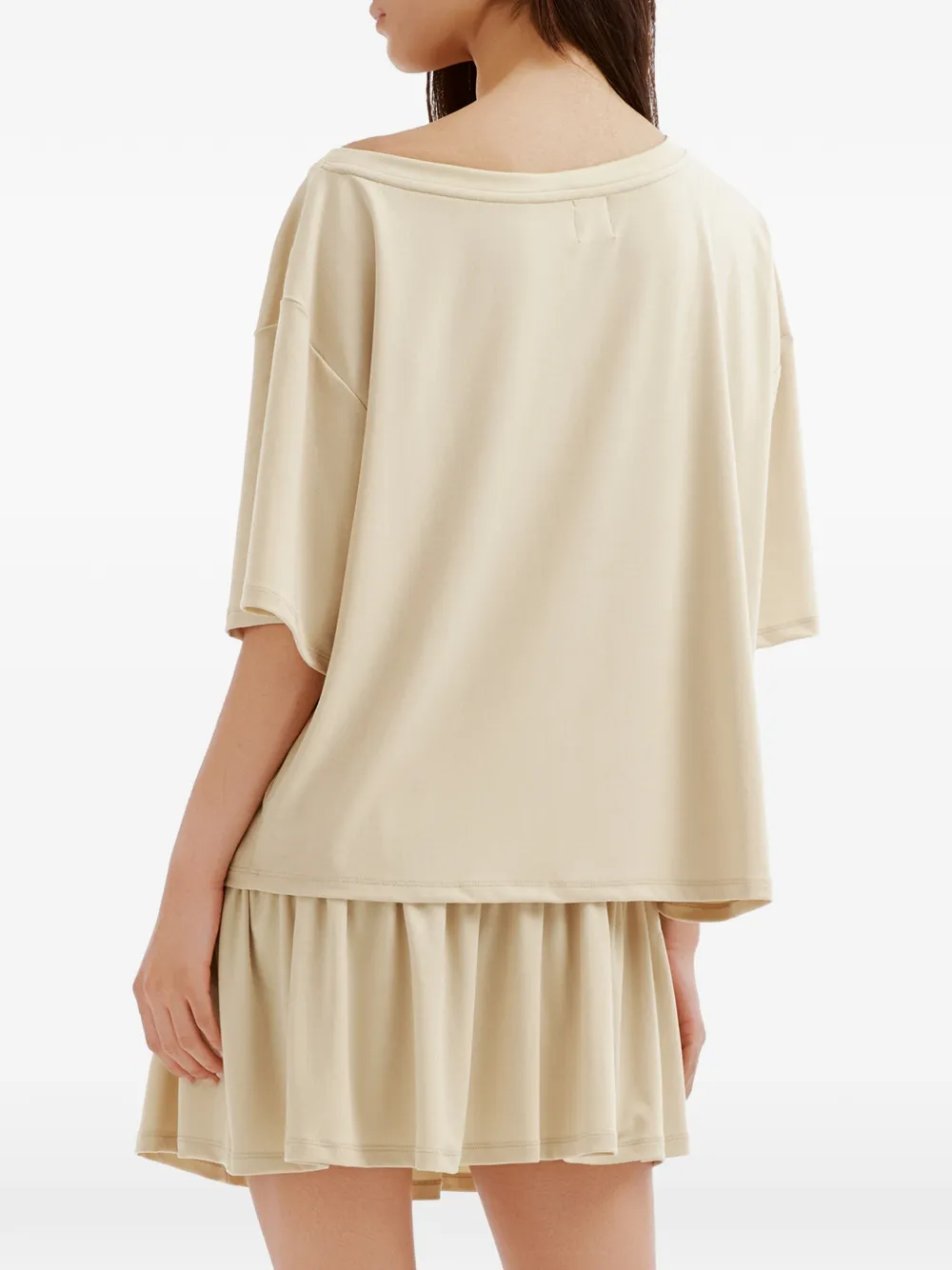 b+ab Off-shoulder gelaagde pyjama Beige